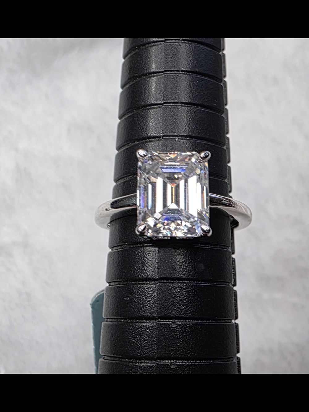 4.0 Ct Emerald-Cut Solitaire Ring Moissanite Stone